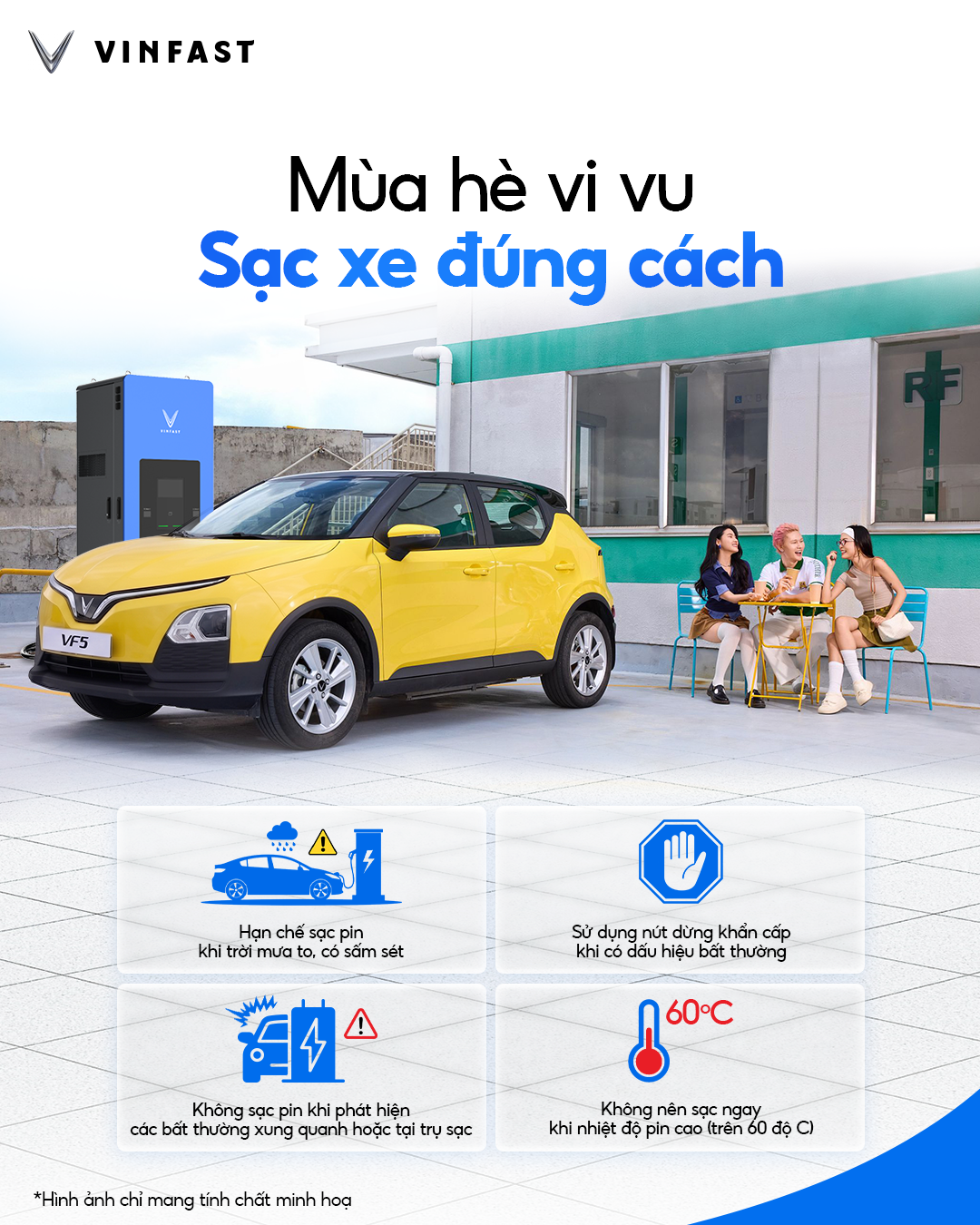 VI VU MÙA HÈ – LƯU Ý SẠC XE ĐIỆN VINFAST ĐÚNG CÁCH