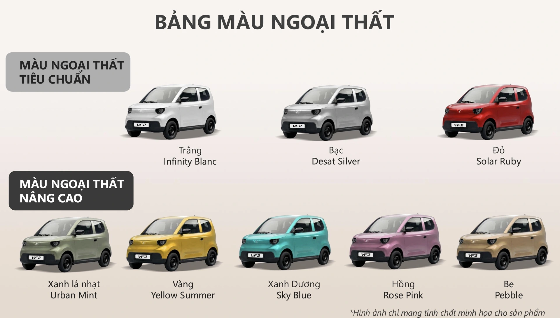 Bảng màu đa dạng đậm cá tính của VF2